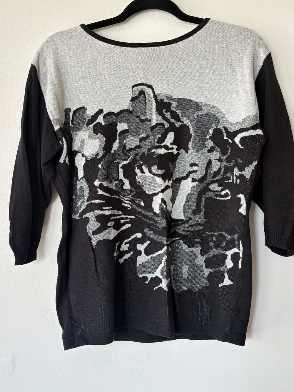 Betty Barclay Metallic Leopard Graphic Knit Sweater Top | Women's US M